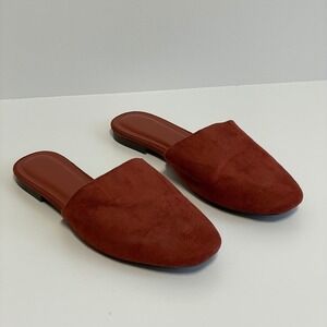 Women's Faux‎ Suede Pointed Toe Slip On Mule Flats Size 8 Wine Burgundy